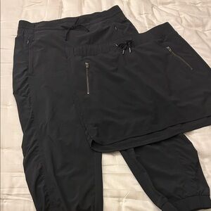 Athleta black capri pants and mini skirt